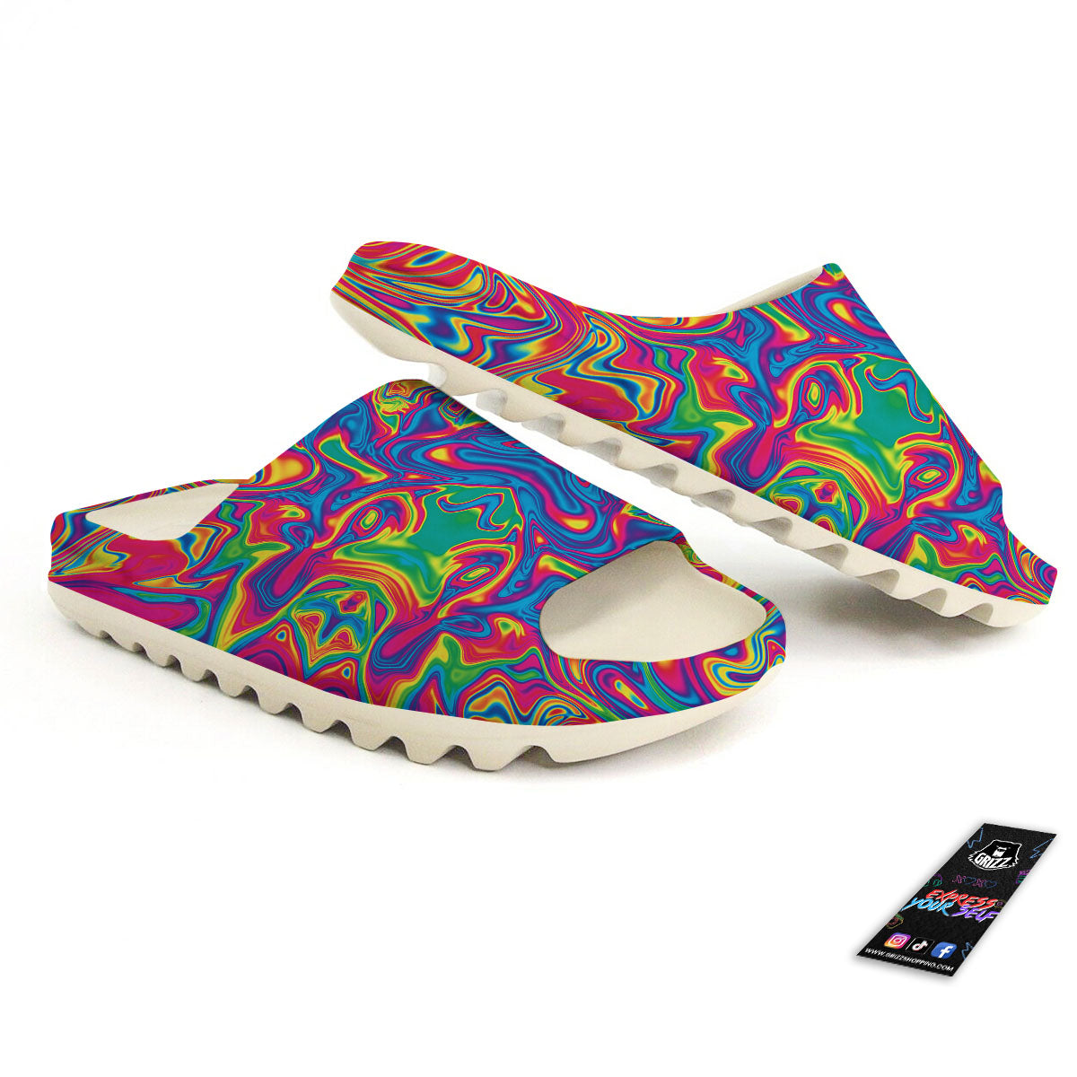 Acid Psychedelic Print Pattern Sandals-grizzshop