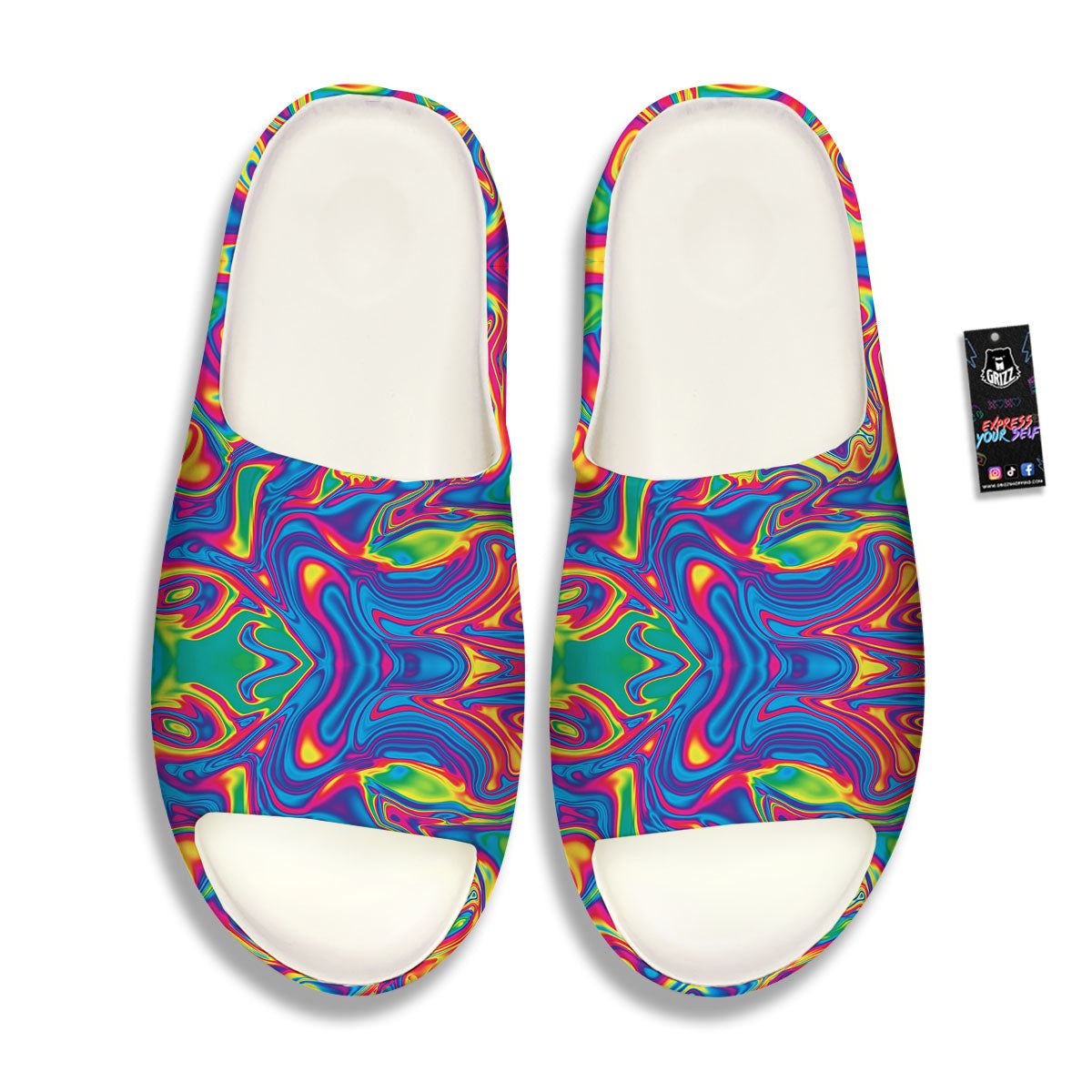 Acid Psychedelic Print Pattern Sandals-grizzshop