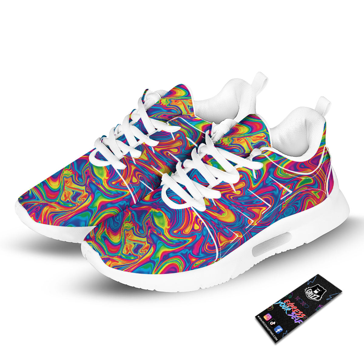 Acid Psychedelic Print Pattern Tennis Shoes-grizzshop