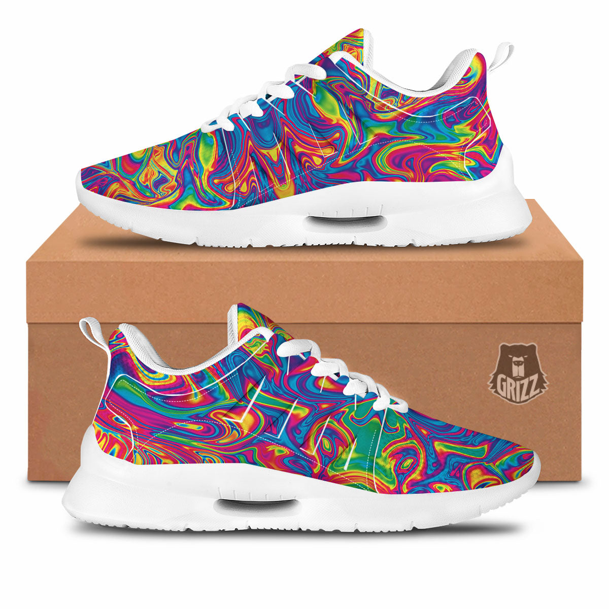 Acid Psychedelic Print Pattern Tennis Shoes-grizzshop