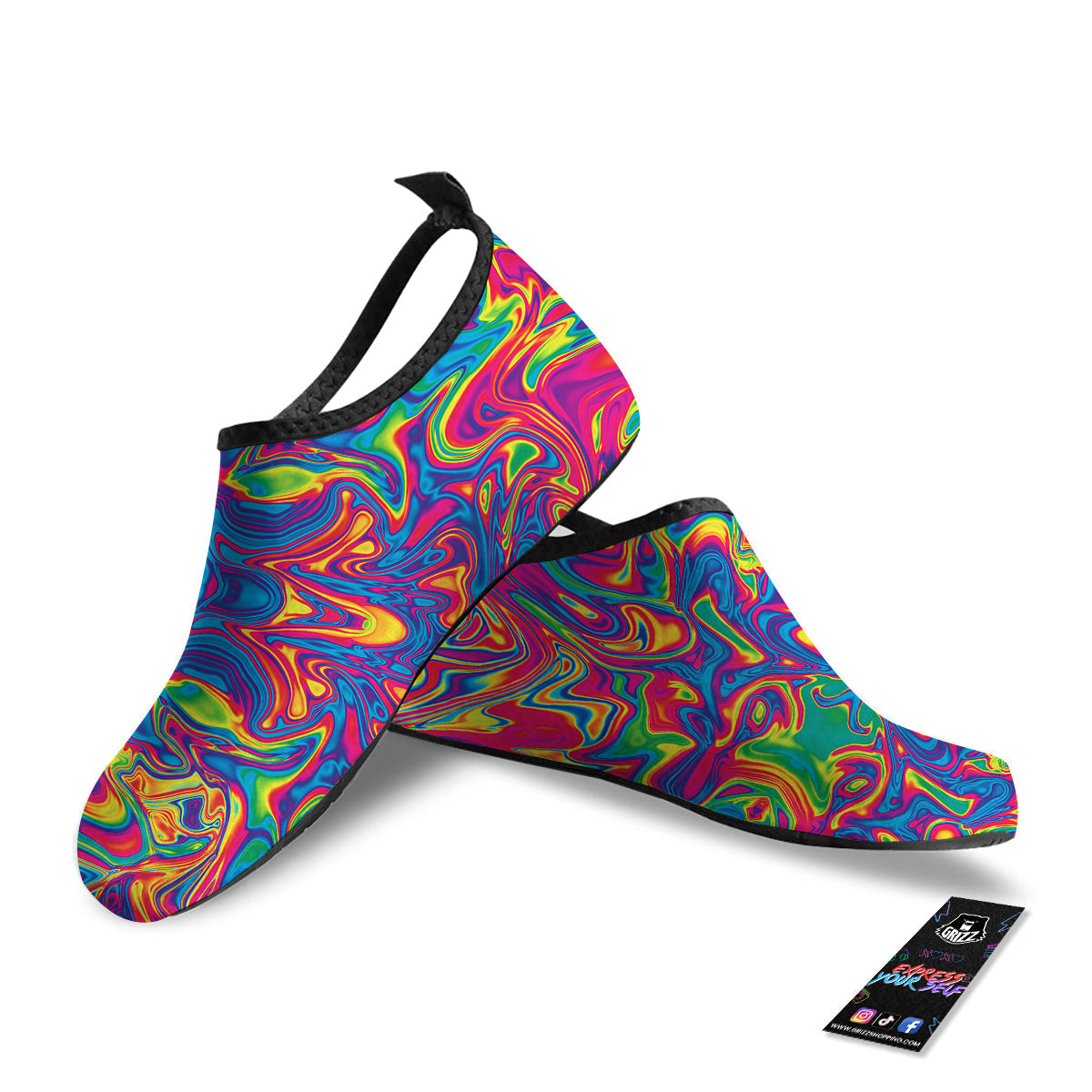 Acid Psychedelic Print Pattern Water Shoes-grizzshop