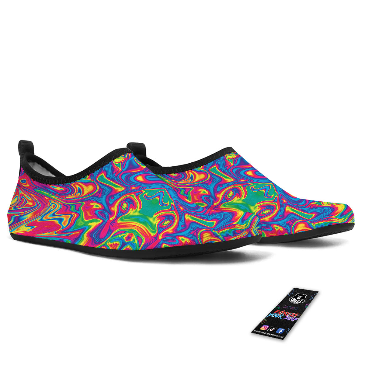 Acid Psychedelic Print Pattern Water Shoes-grizzshop