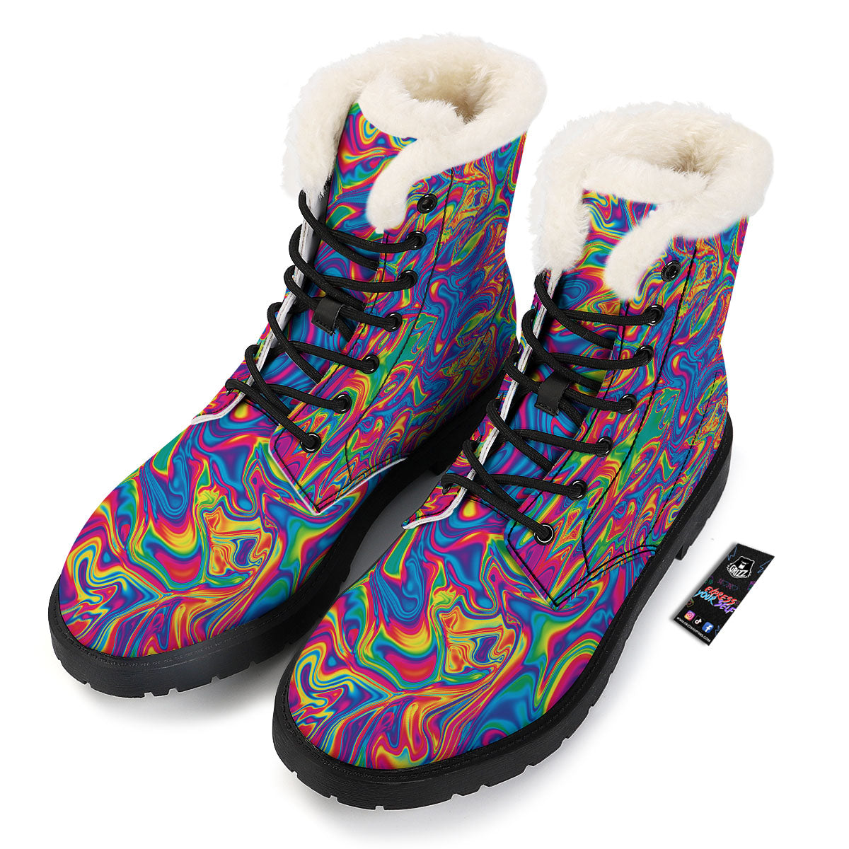 Acid Psychedelic Print Pattern Winter Boots-grizzshop