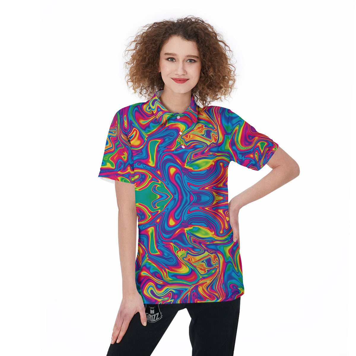 Acid Psychedelic Print Pattern Women's Golf Shirts-grizzshop