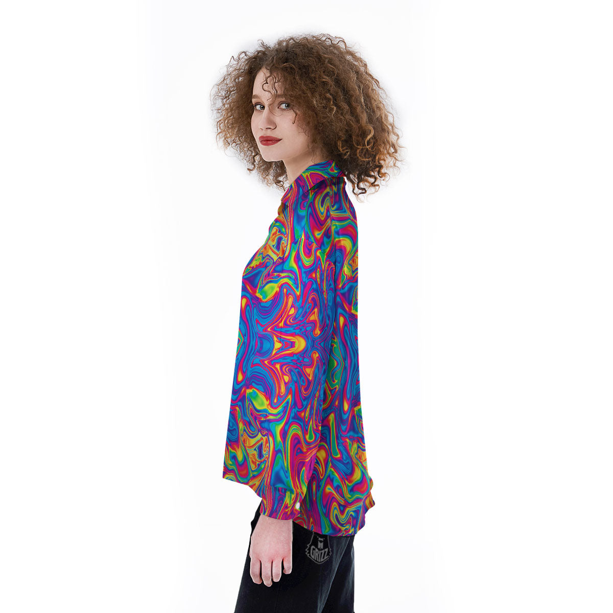 Acid Psychedelic Print Pattern Women's Long Sleeve Shirts-grizzshop