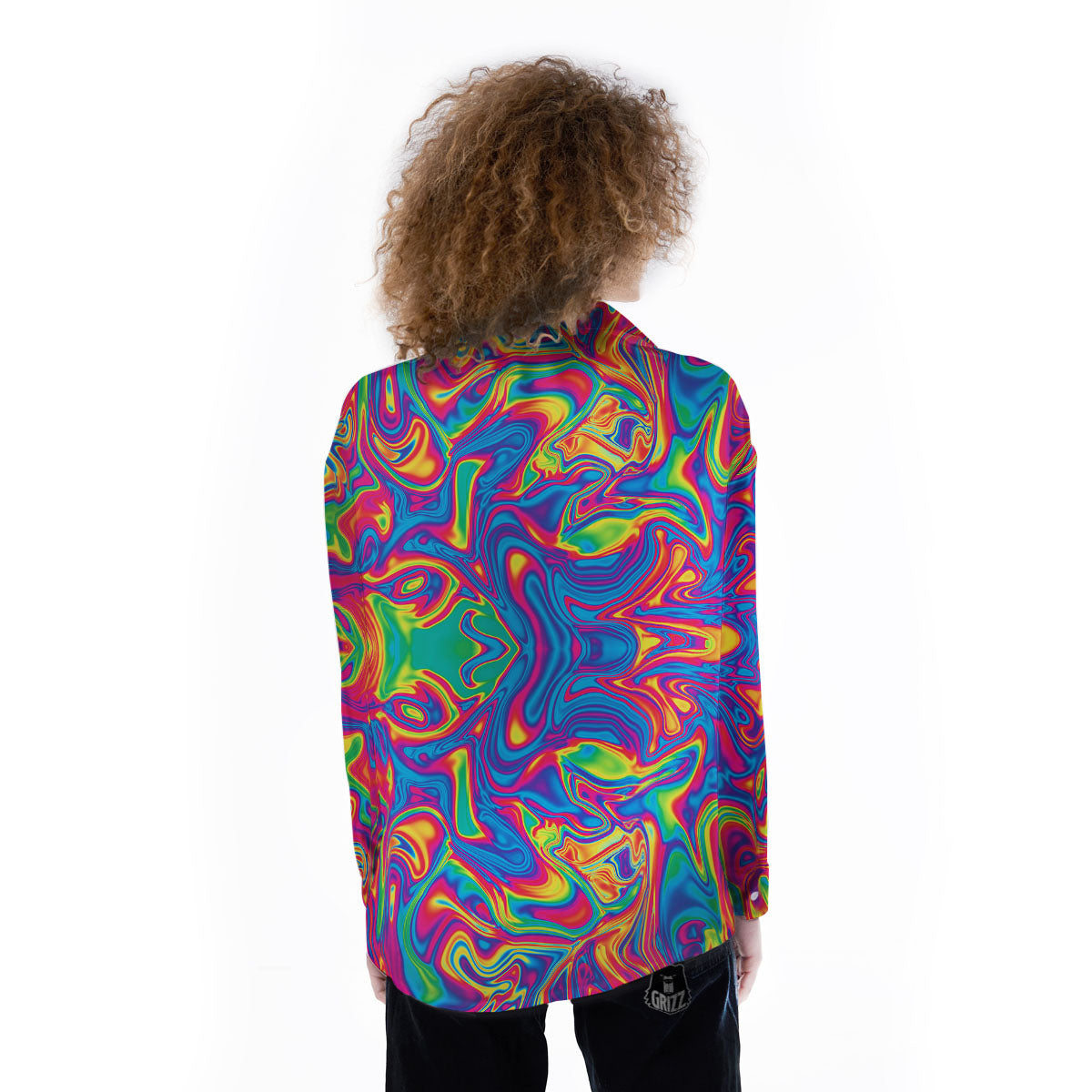 Acid Psychedelic Print Pattern Women's Long Sleeve Shirts-grizzshop