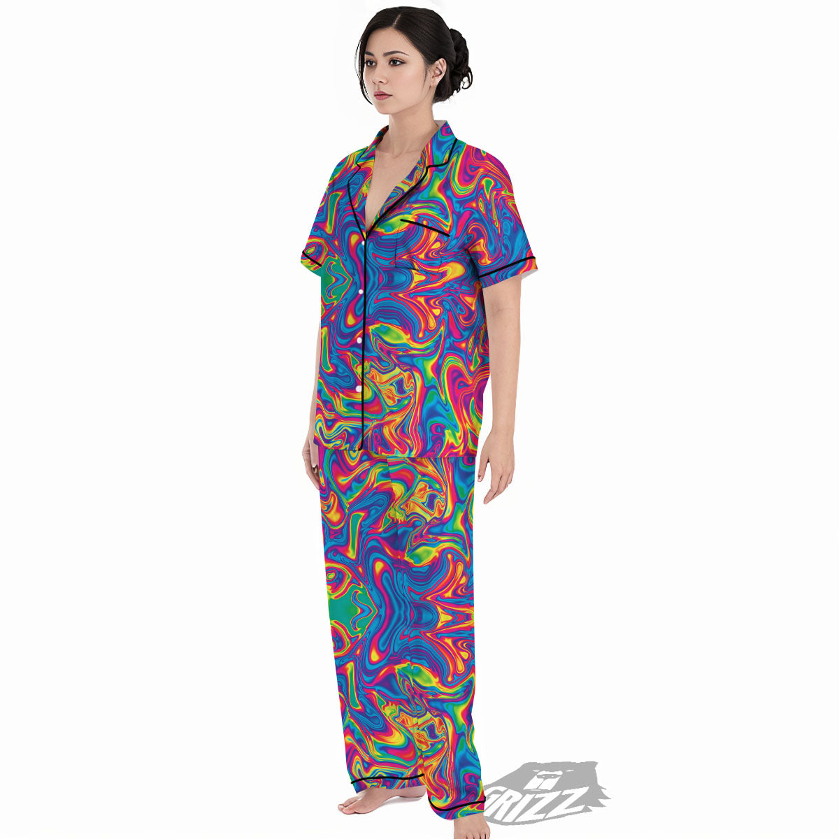 Acid Psychedelic Print Pattern Women's Pajamas Set-grizzshop