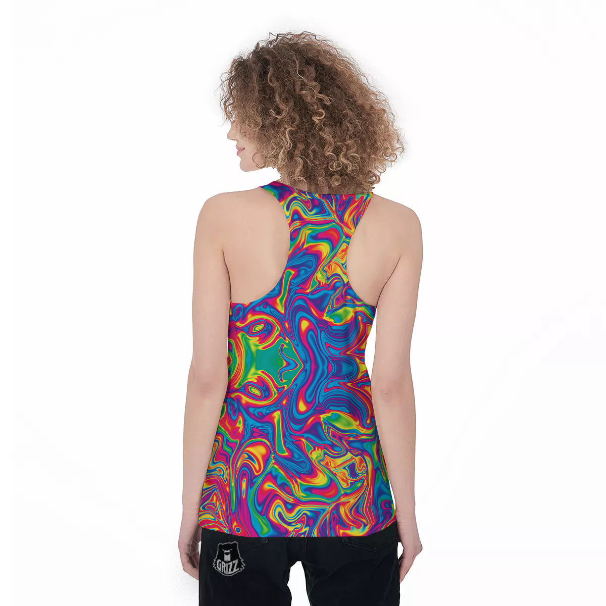 Acid Psychedelic Print Pattern Women's Racerback Tank Top-grizzshop