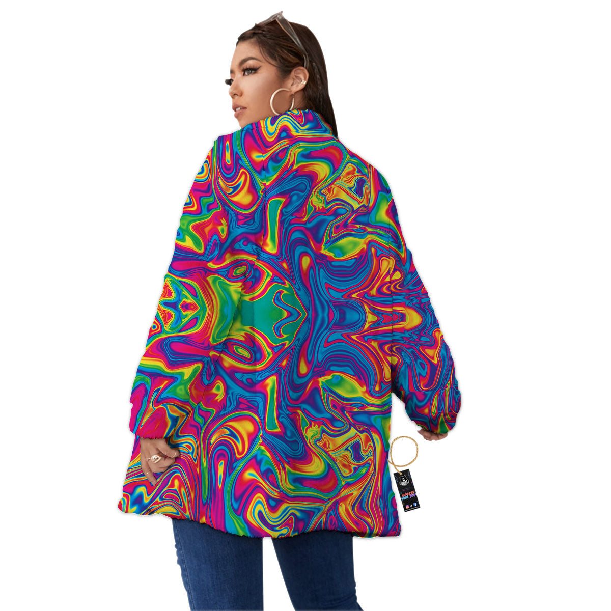 Acid Psychedelic Print Pattern Women's Sherpa Jacket-grizzshop