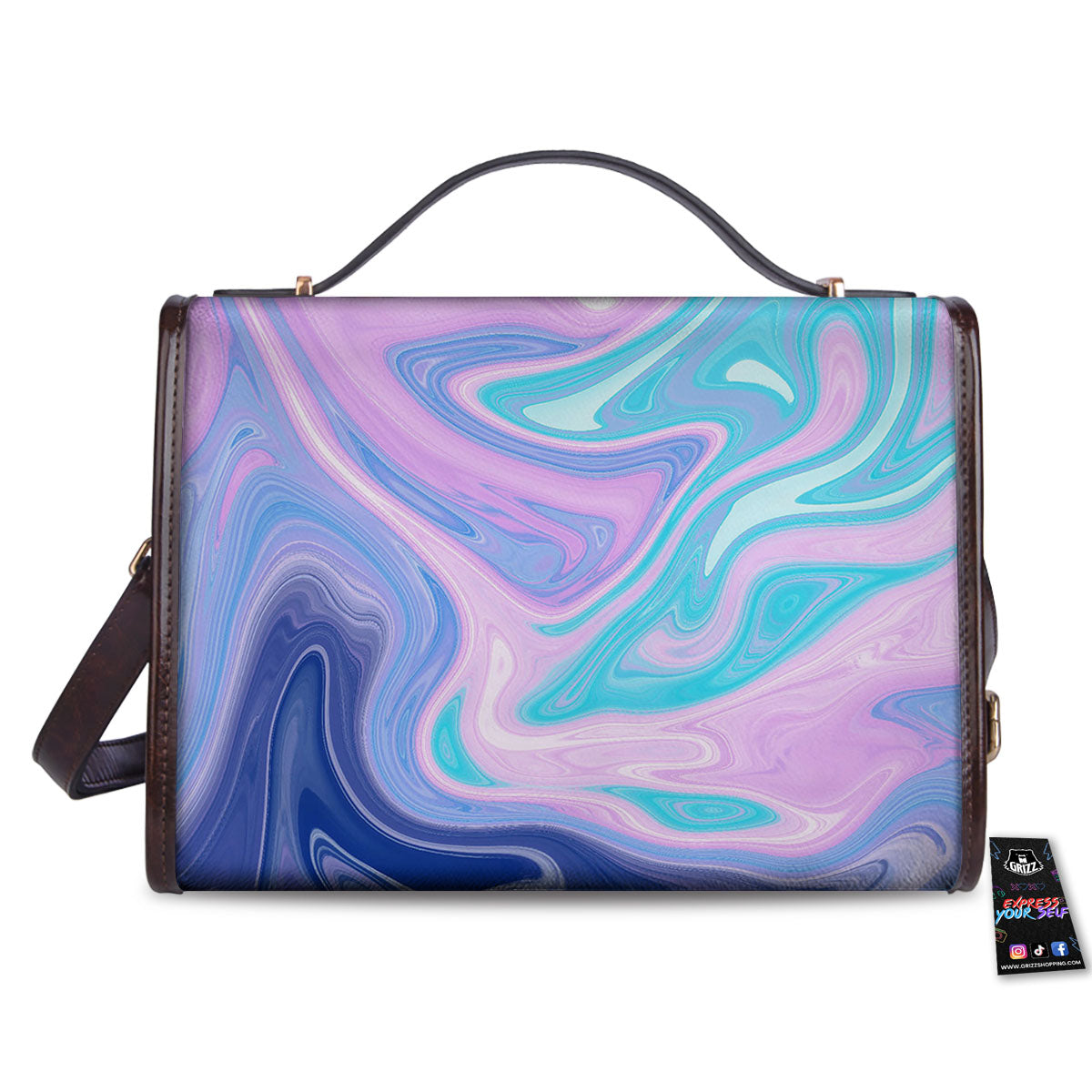 Acid Melt Blue And Pink Print Women's Satchel Bag