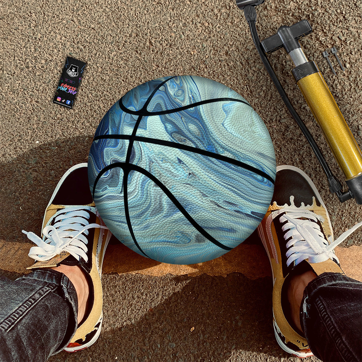 Acid Melt Blue Ocean Print Basketball