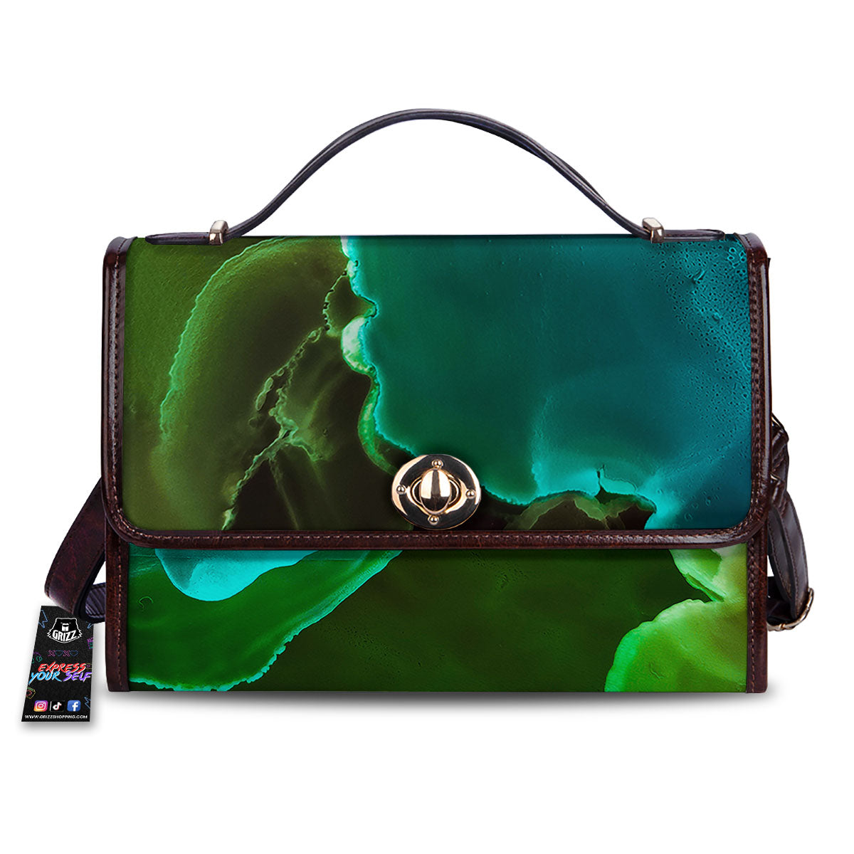 Acid Melt Green And Turquoise Print Women's Satchel Bag