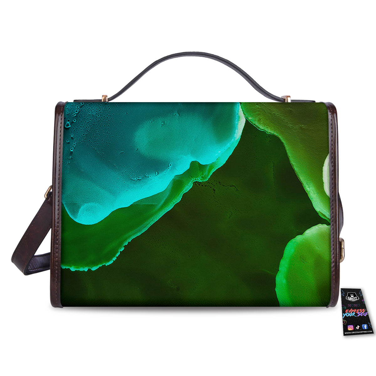 Acid Melt Green And Turquoise Print Women's Satchel Bag