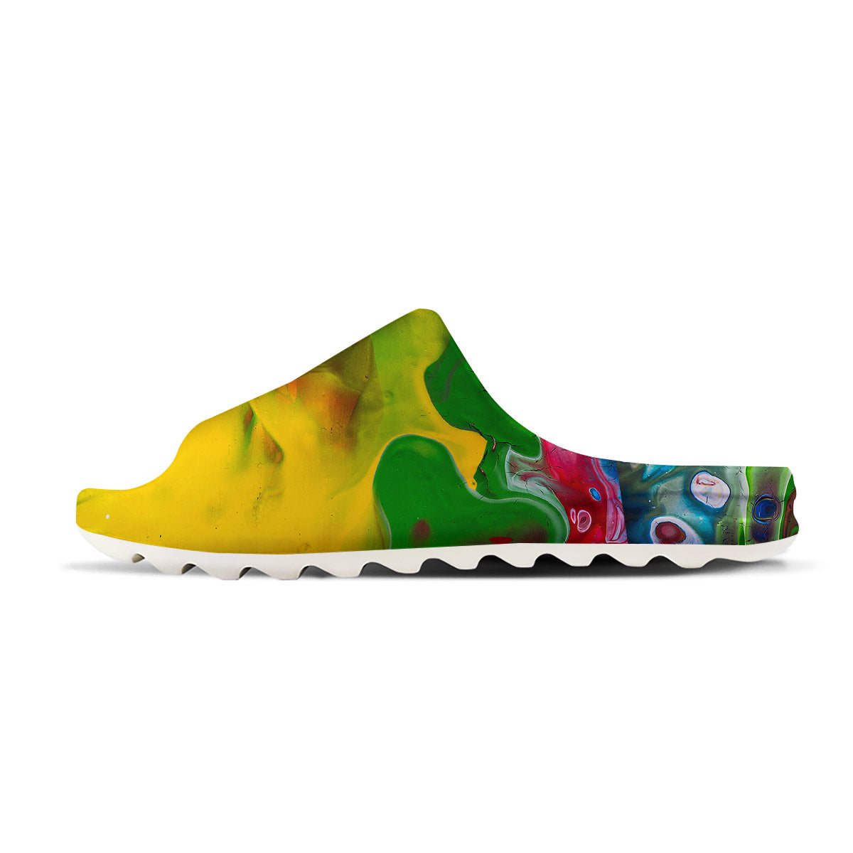 Acid Melt Yellow And Green Print Sandals-grizzshop