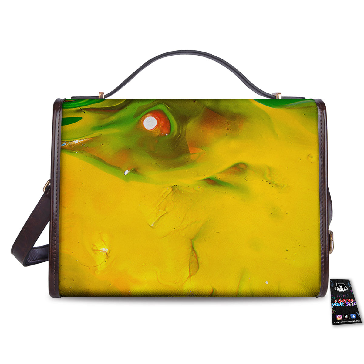 Acid Melt Yellow And Green Print Women's Satchel Bag