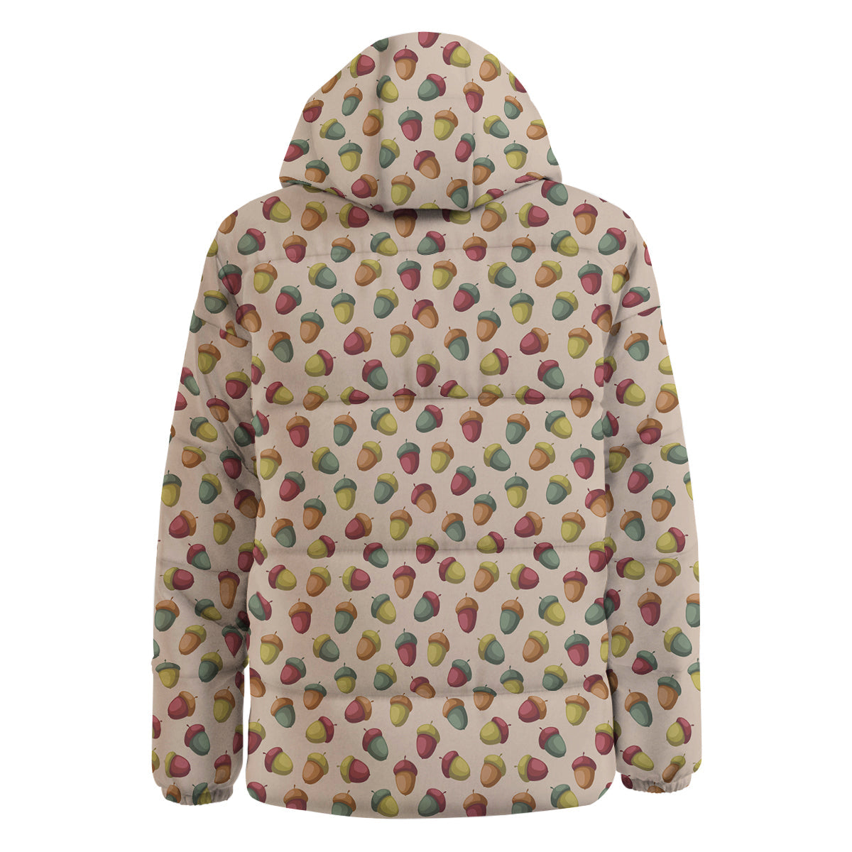 Acorn Beige Color Print Pattern Down Jacket-grizzshop