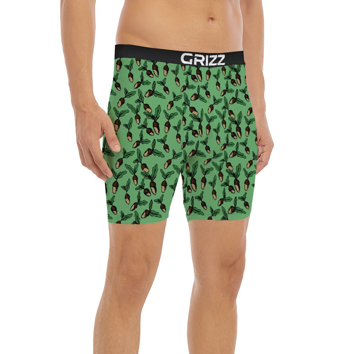Acorn Green Print Pattern Boxer Briefs-grizzshop