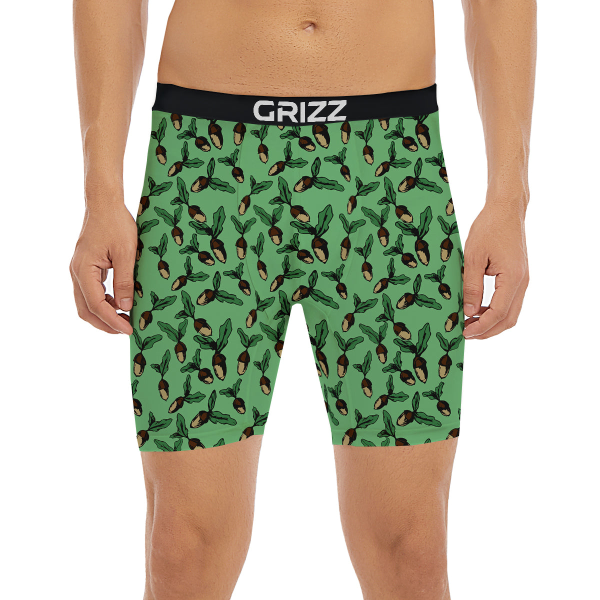 Acorn Green Print Pattern Boxer Briefs-grizzshop