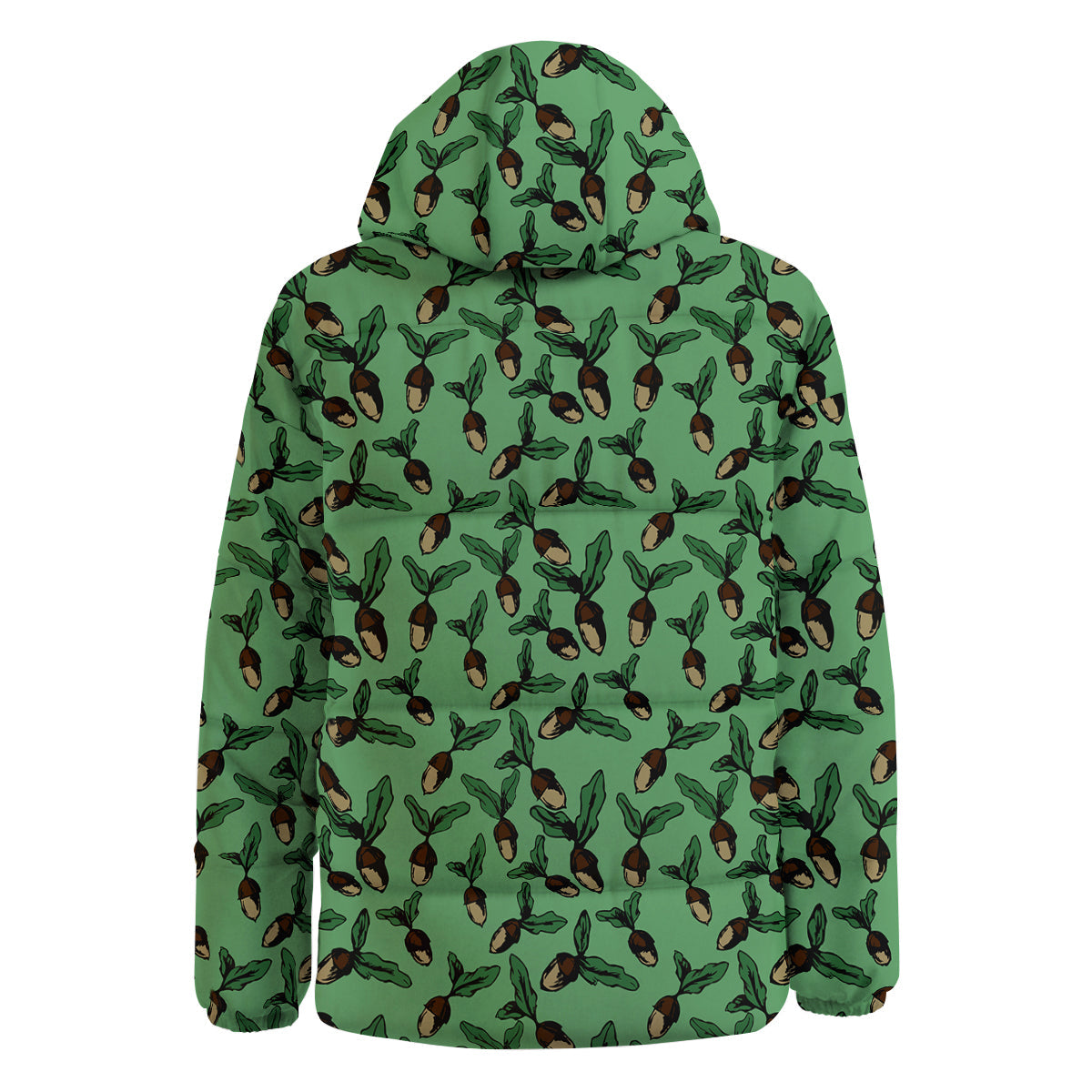 Acorn Green Print Pattern Down Jacket-grizzshop