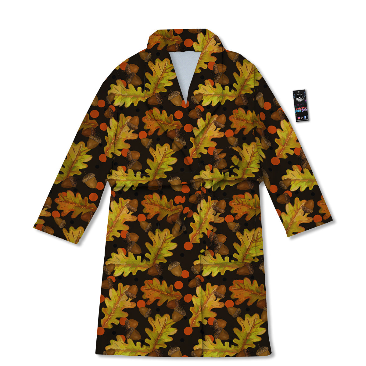 Acorn Leaf Print Pattern Bathrobe-grizzshop