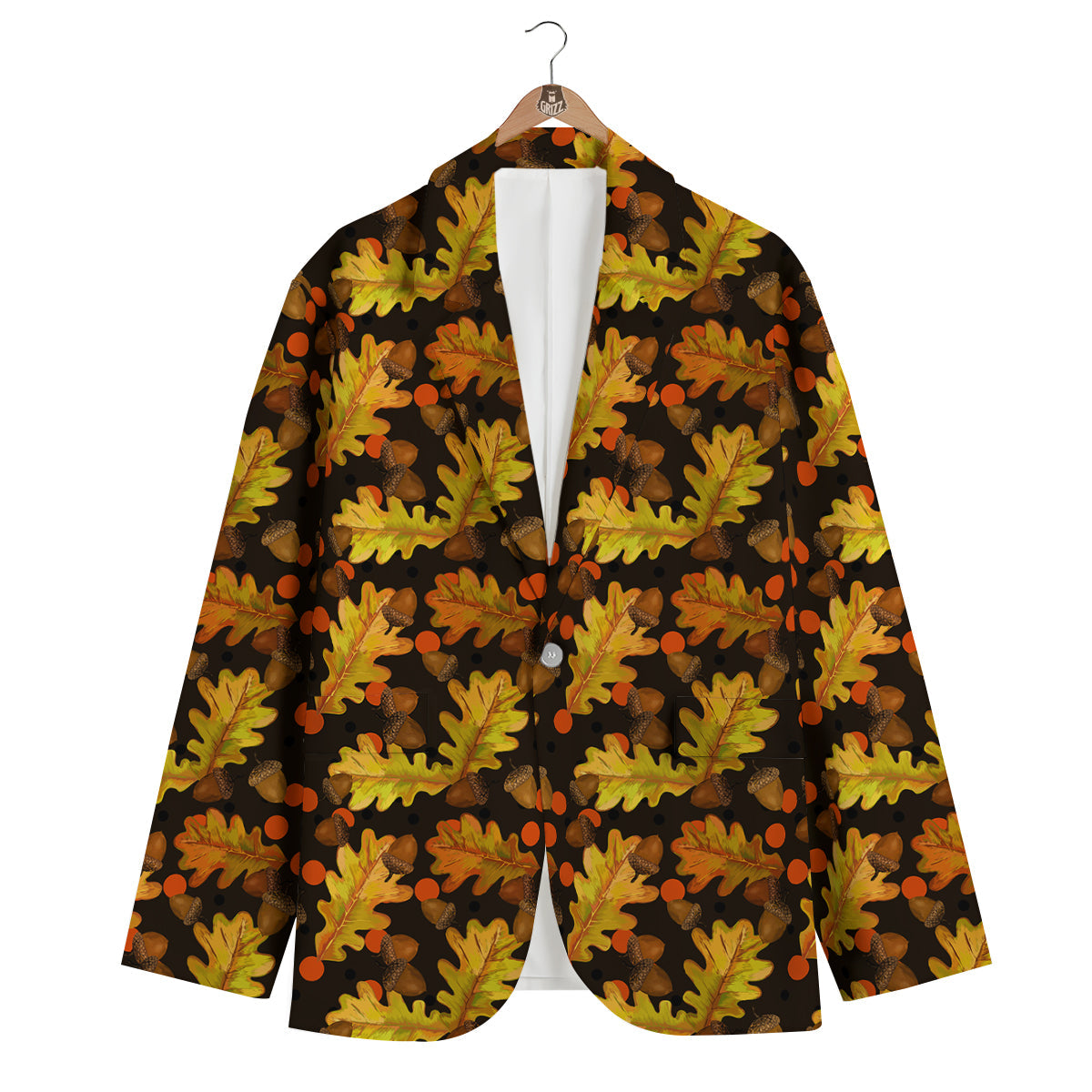 Acorn Leaf Print Pattern Men's Blazer-grizzshop