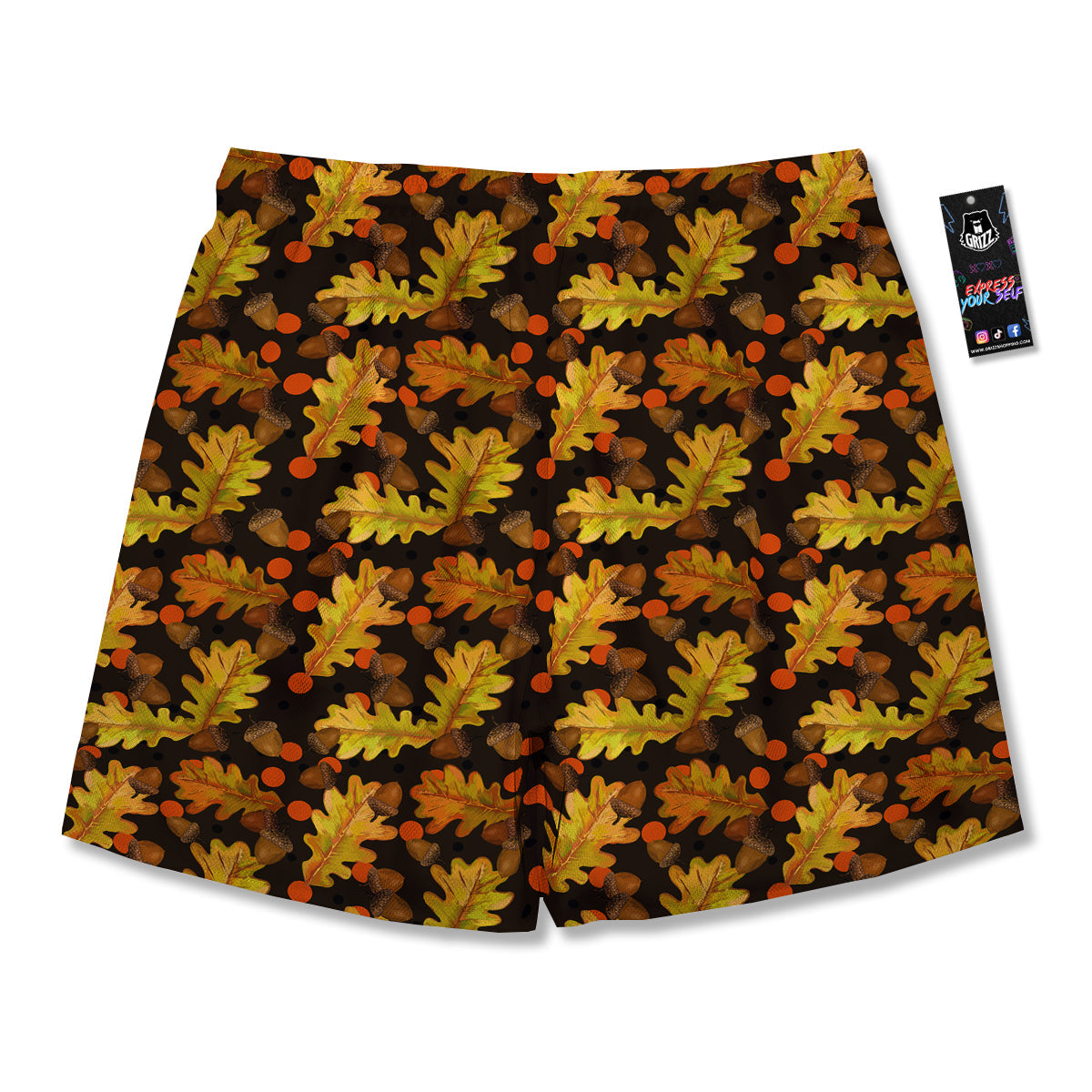 Acorn Leaf Print Pattern Men's Running Shorts-grizzshop