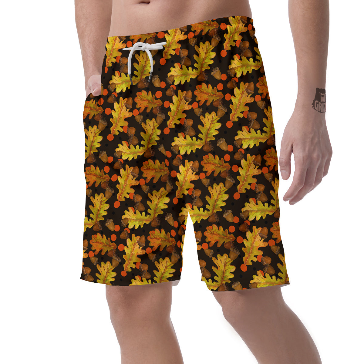 Acorn Leaf Print Pattern Men's Shorts-grizzshop