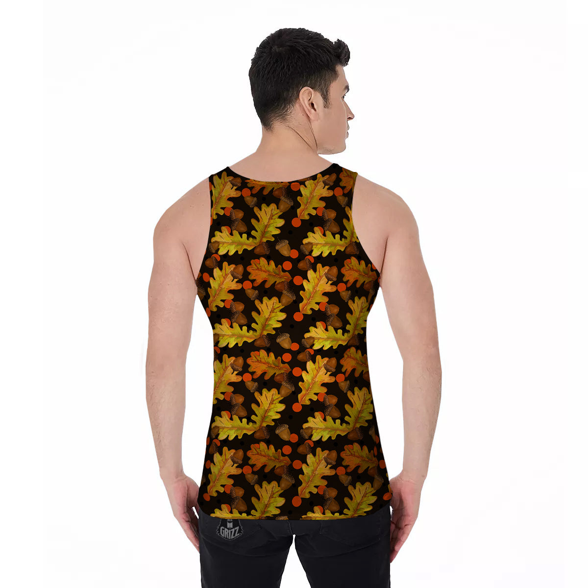 Acorn Leaf Print Pattern Men's Tank Top-grizzshop