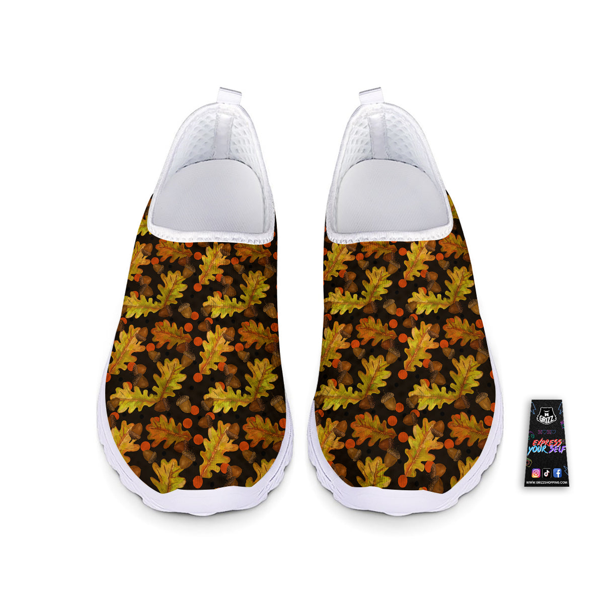 Acorn Leaf Print Pattern Nurse Shoes-grizzshop