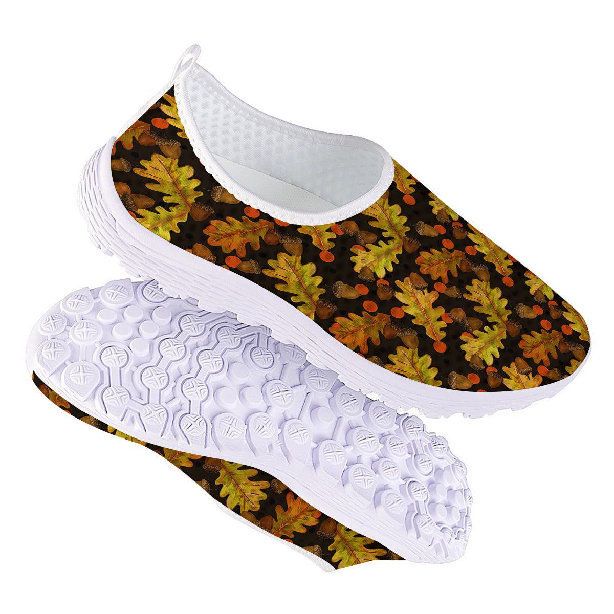 Acorn Leaf Print Pattern Nurse Shoes-grizzshop