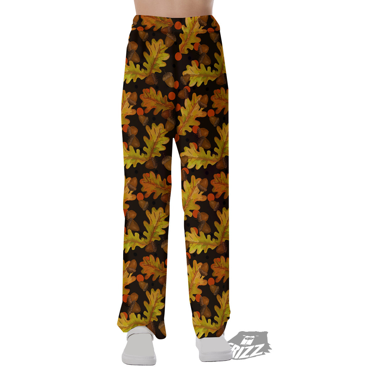 Acorn Leaf Print Pattern Pajama Pants-grizzshop
