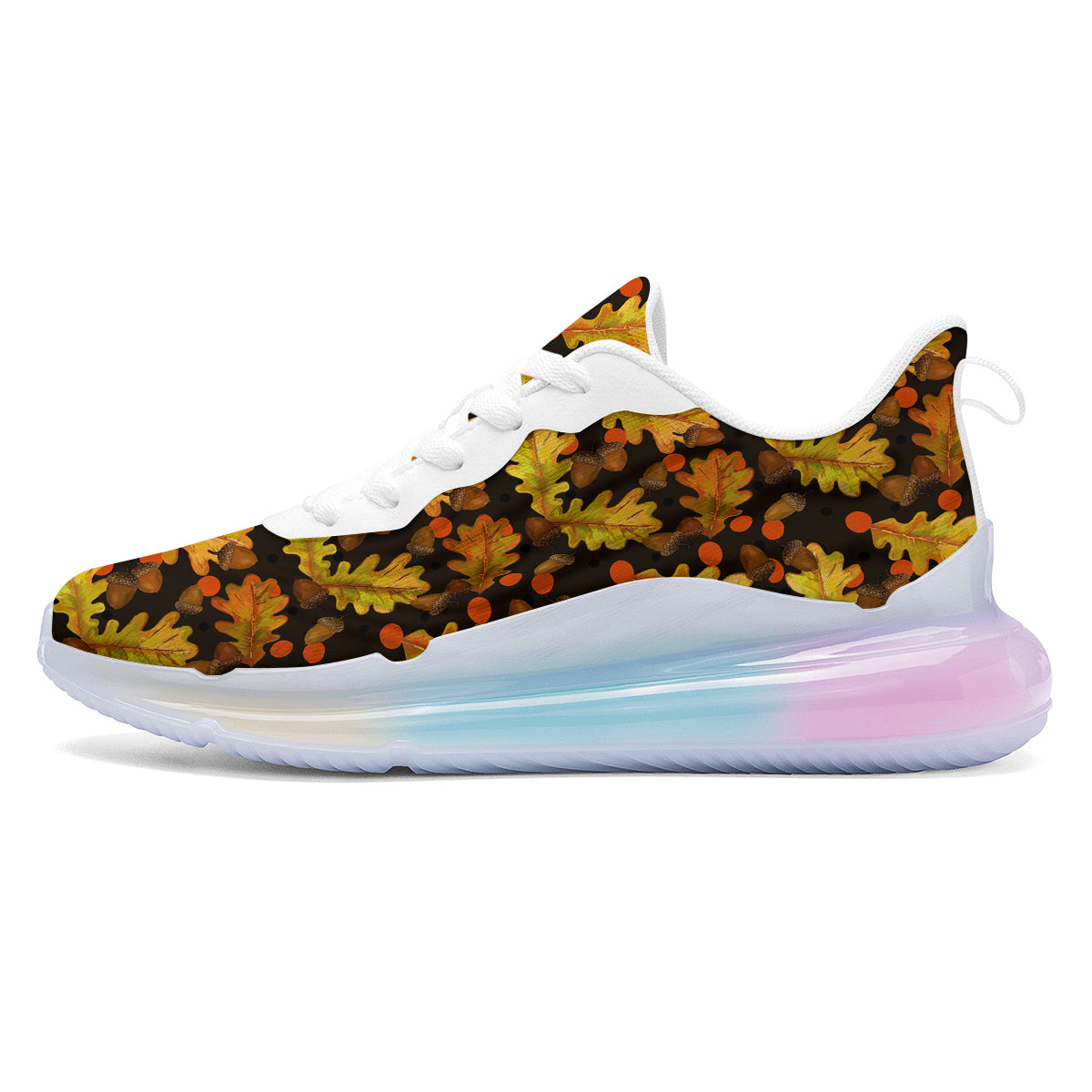 Acorn Leaf Print Pattern Running Sneakers-grizzshop