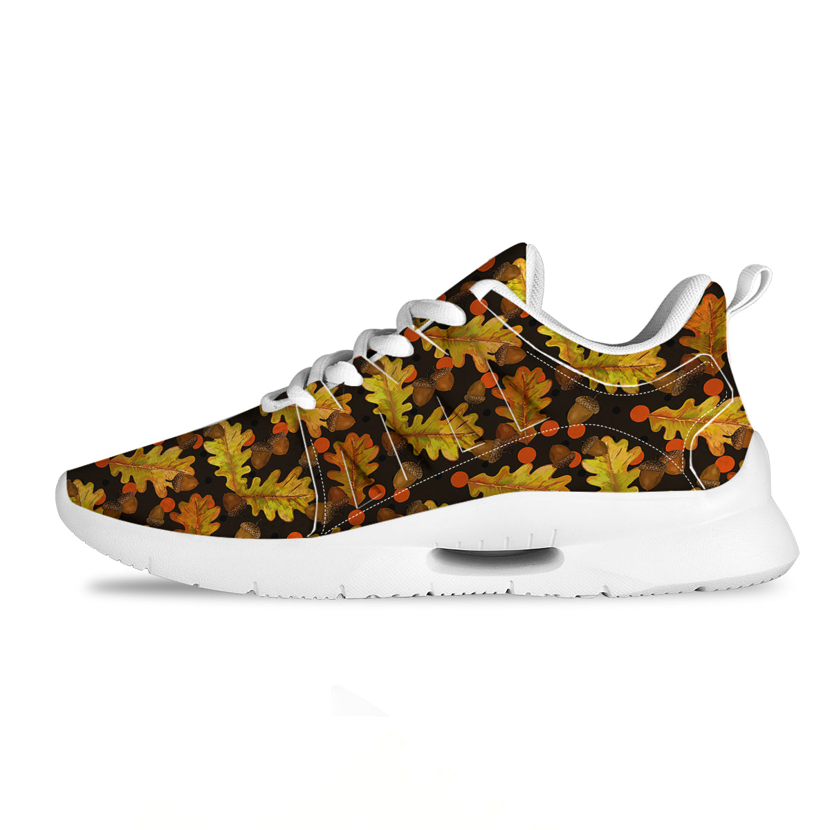 Acorn Leaf Print Pattern Tennis Shoes-grizzshop