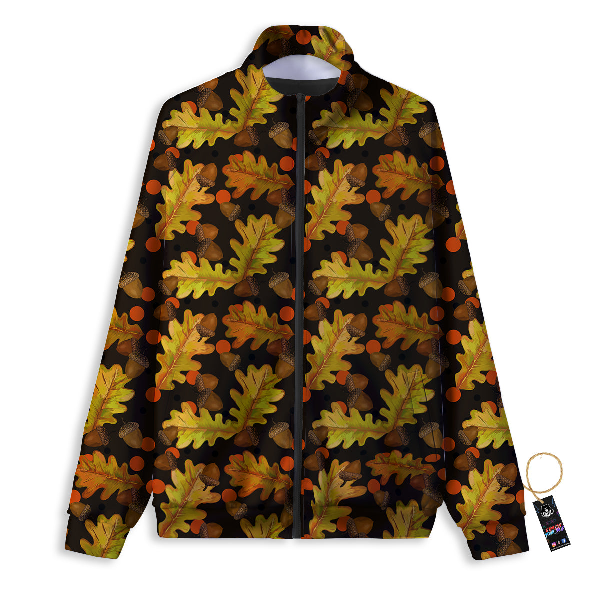 Acorn Leaf Print Pattern Track Jacket-grizzshop