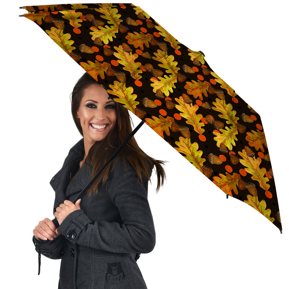 Acorn Leaf Print Pattern Umbrella-grizzshop