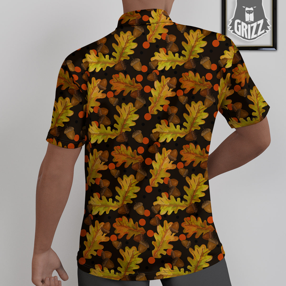 Acorn Leaf Print Pattern Untucked Shirts-grizzshop