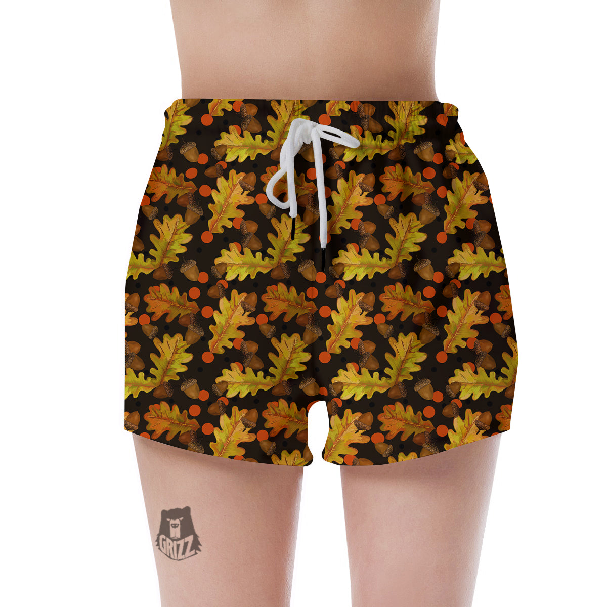 Acorn Leaf Print Pattern Women's Shorts-grizzshop