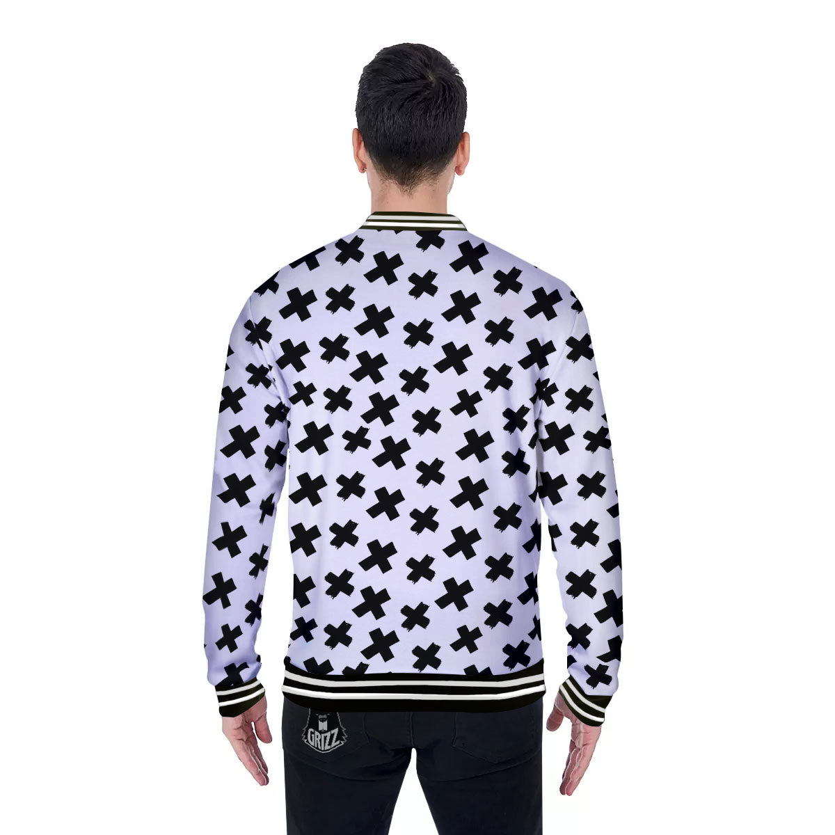 Add Sign Symbol Print Pattern Baseball Jacket-grizzshop