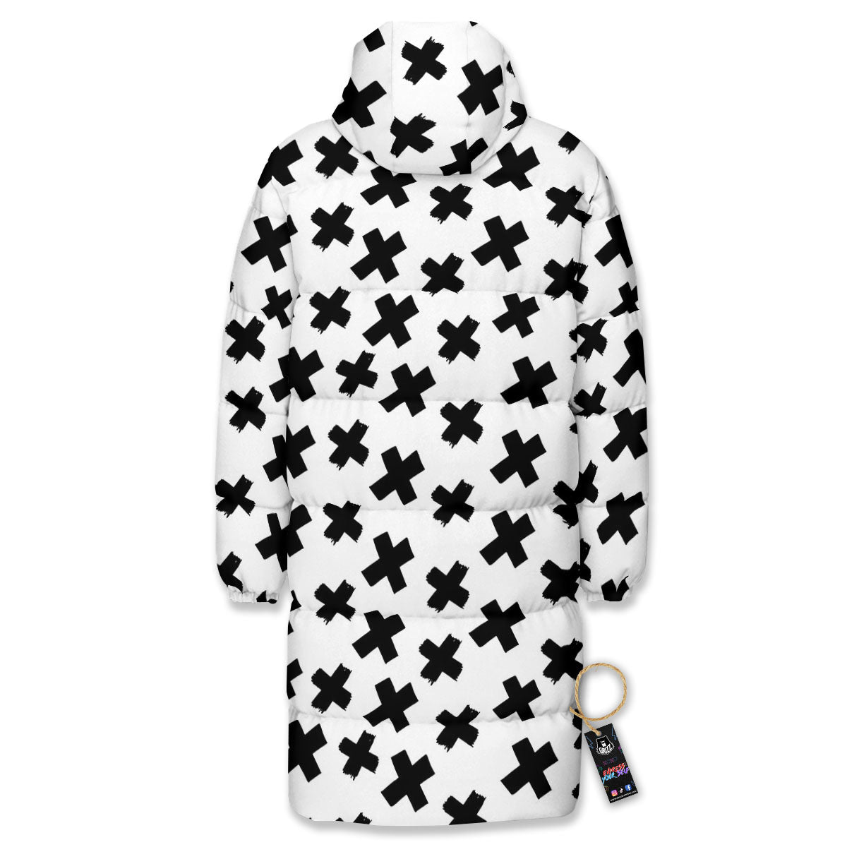 Add Sign Symbol Print Pattern Long Down Jacket-grizzshop