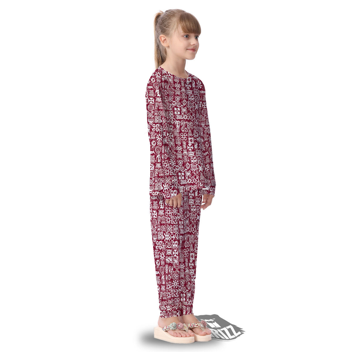 Adinkra African Tribe Red Symbols Kid's Pajamas-grizzshop
