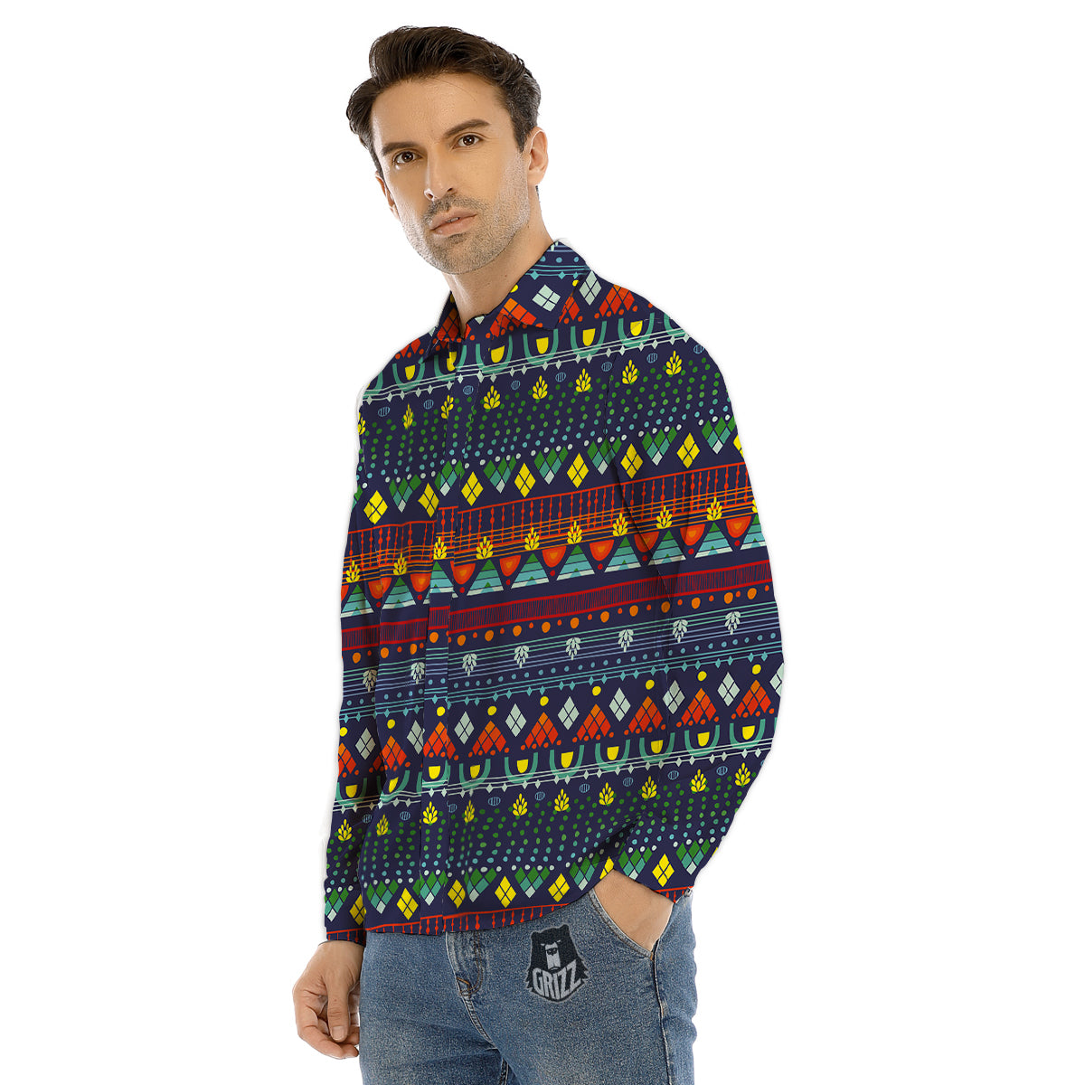 Adinkra African Tribe Red Symbols Men's Dress Shirts-grizzshop