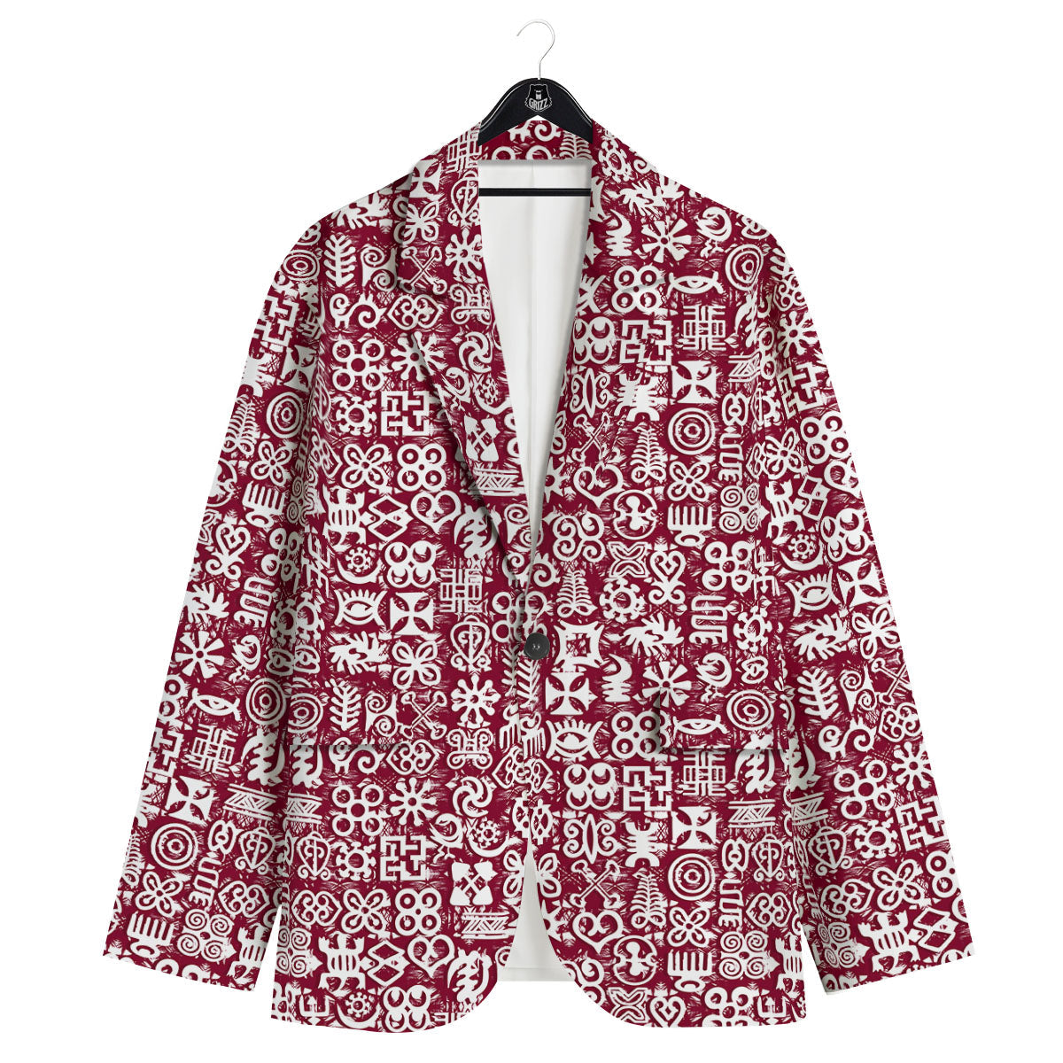Adinkra African Tribe Red Symbols Men's Sport Coat-grizzshop