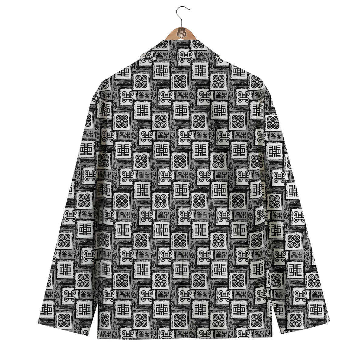 Adinkra Symbols Grey African Print Men's Blazer-grizzshop