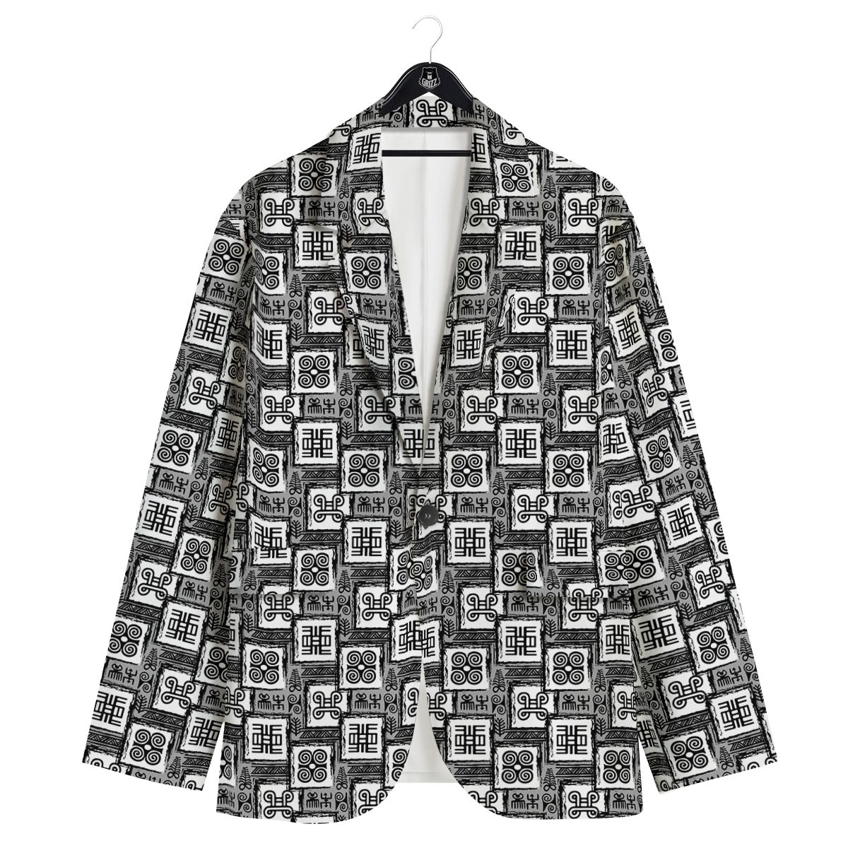 Adinkra Symbols Grey African Print Men's Sport Coat-grizzshop