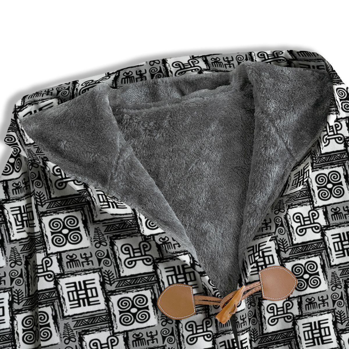 Adinkra Symbols Grey African Print Men's Windbreaker Jacket-grizzshop