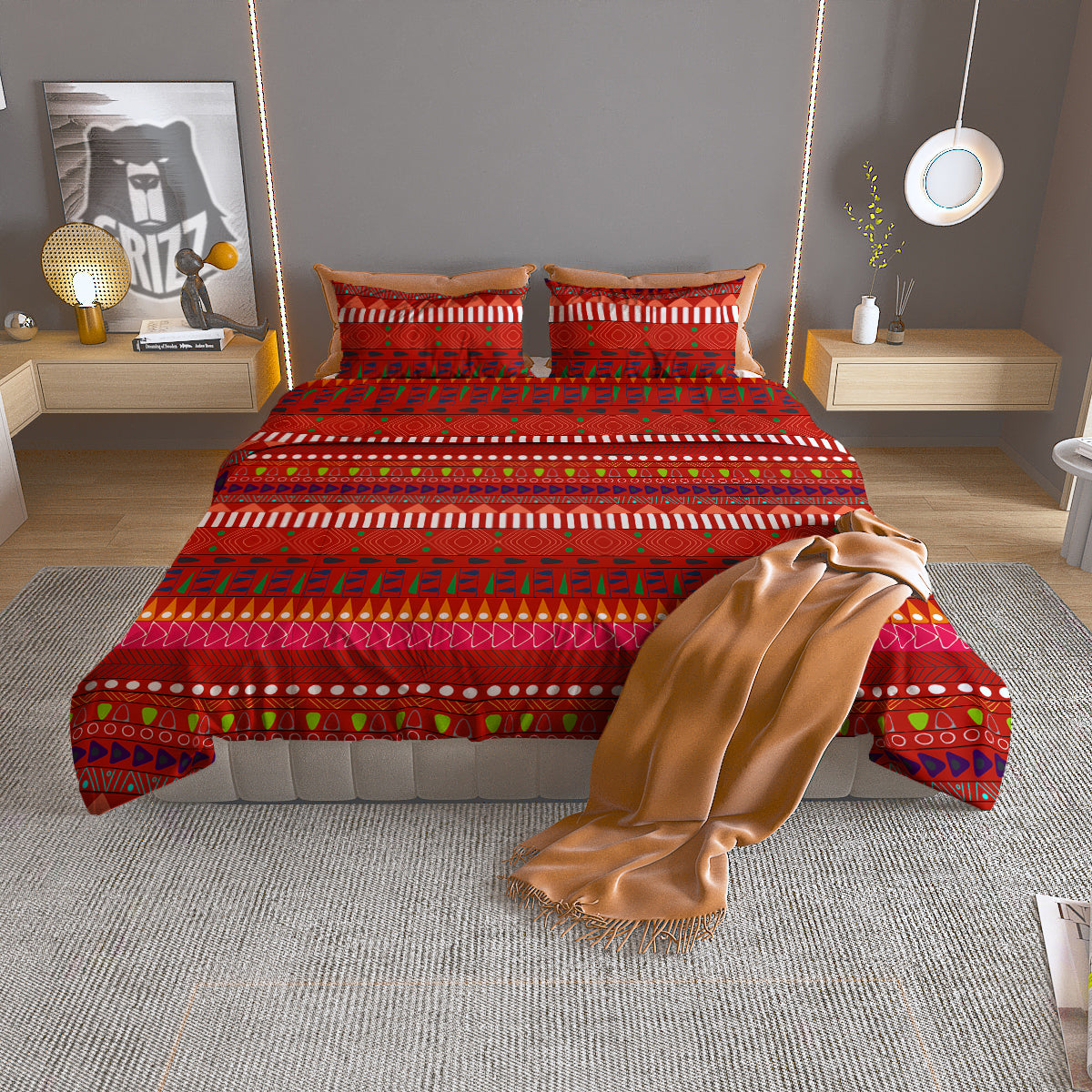 Adinkra Symbols West African Print Pattern Duvet Cover Bedding Set