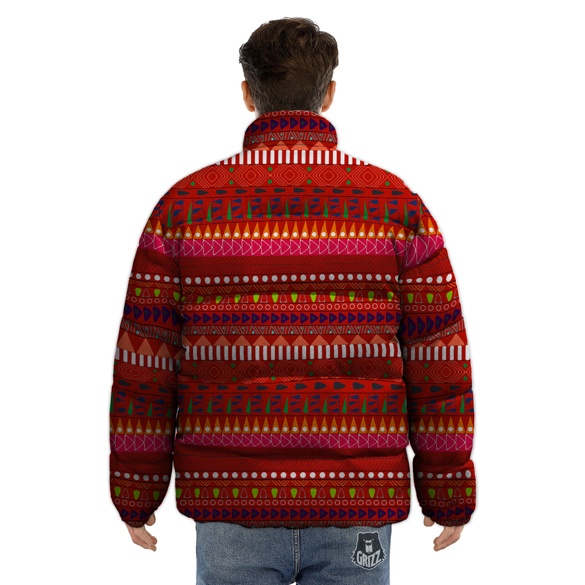 Adinkra Symbols West African Print Pattern Puffer Jacket-grizzshop