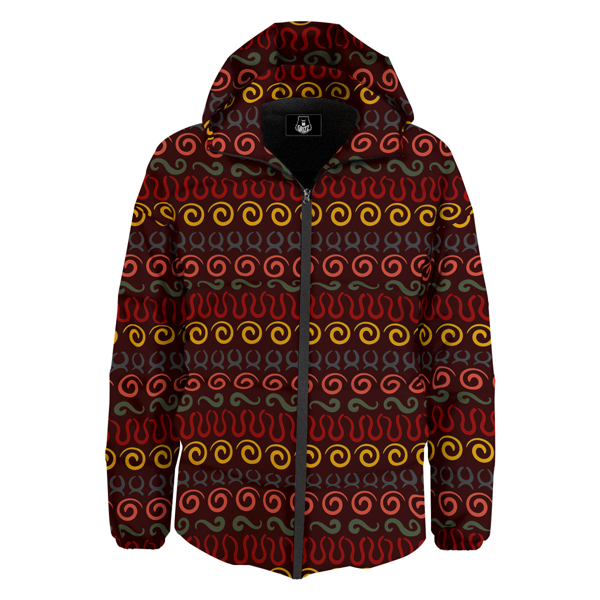 Adinkra Symbols West Print Pattern Down Jacket-grizzshop