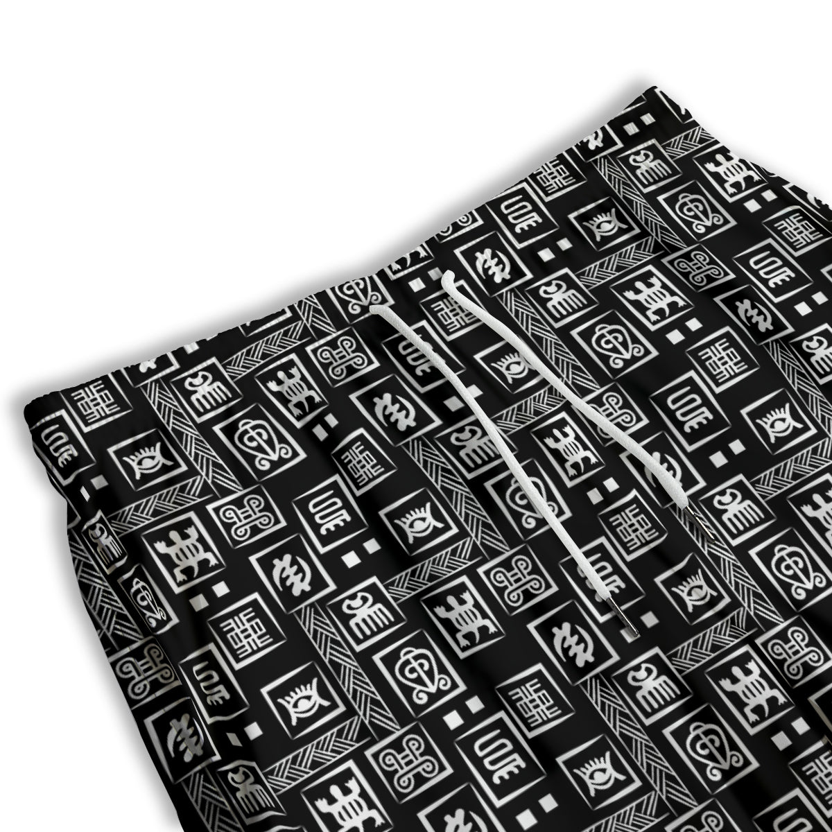 Adinkra Symbols White And Black Print Pattern Men's Athletic Shorts
