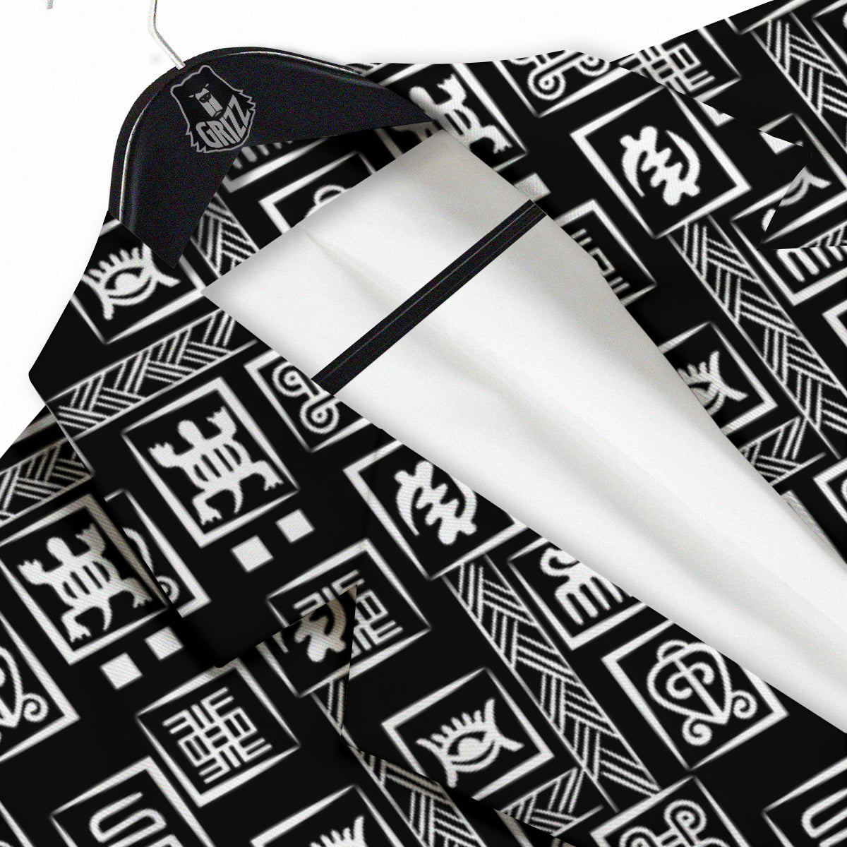 Adinkra Symbols White And Black Print Pattern Men's Sport Coat-grizzshop